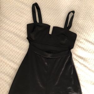 Silk black long romper